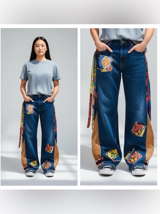 Hand Crafted Denim - Bell bottom Jeans Unisex Upcycled Mens Jeans